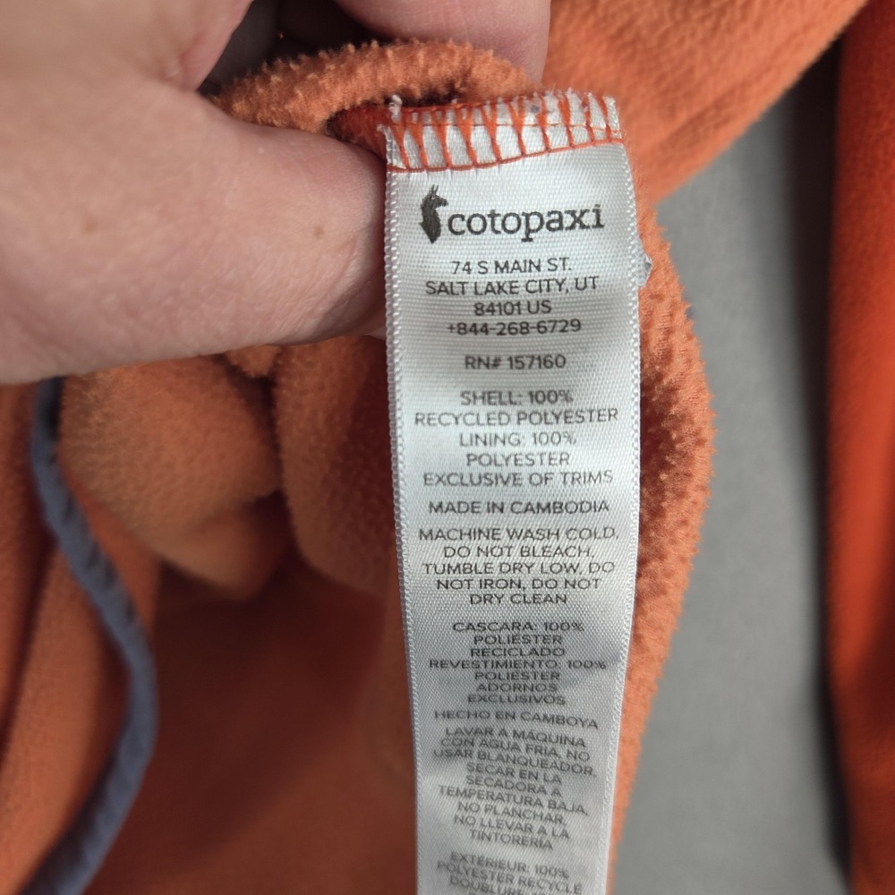Cotopaxi Fleece Sweater Mens XS Orange Colorblock Half Zip Pullover - Picture 6 of 9